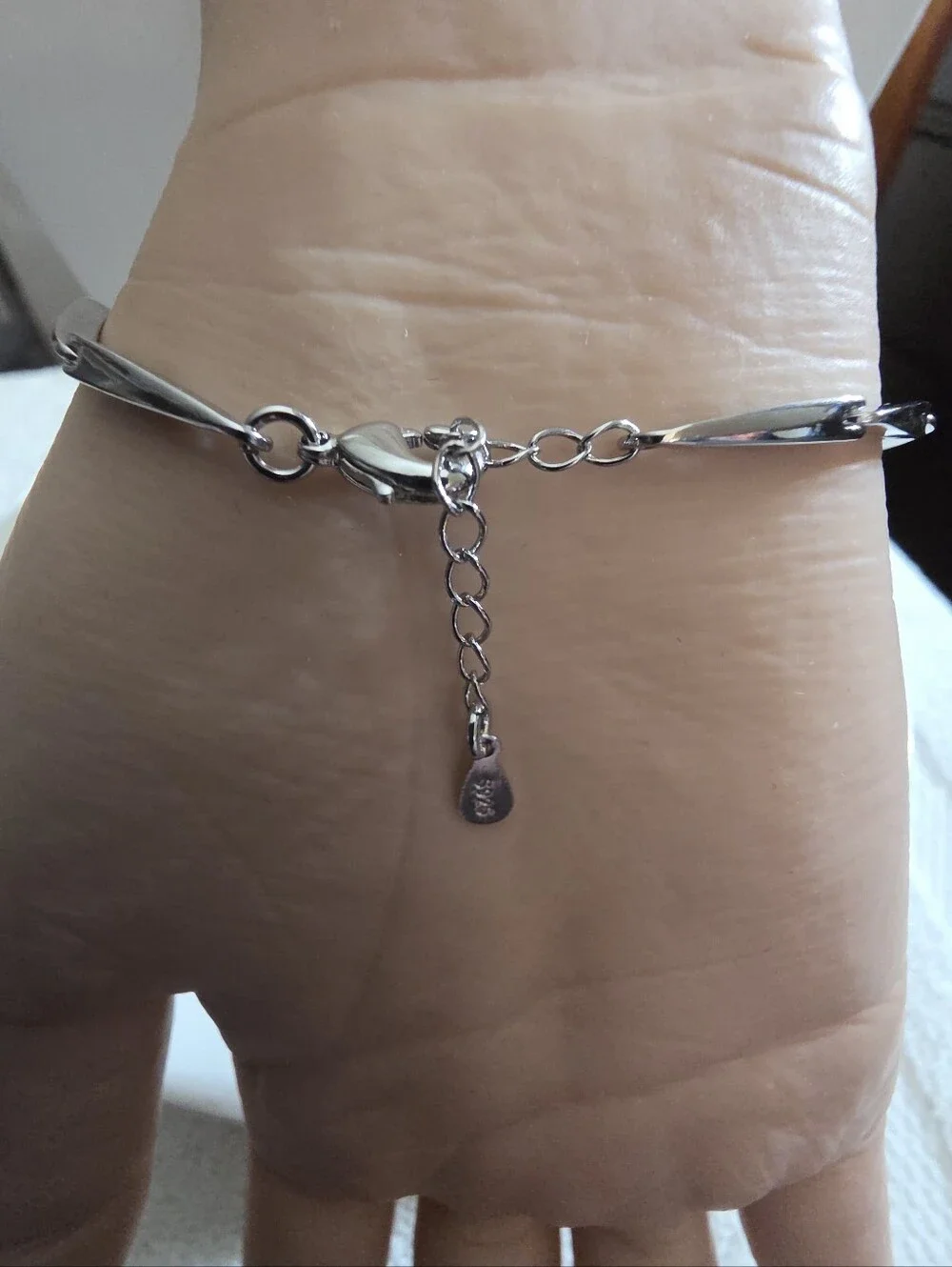 Sterling Silver Purple Heart Bracelet, 925 Silver Heart Link Bracelet, Lavender